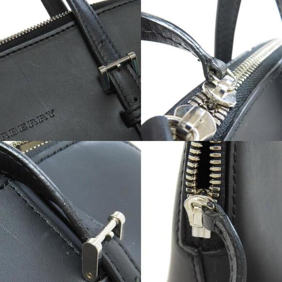 BURBERRY Leather Handbag Black Gold-tone Zipper Shoulder Bag - Picture 8 of 11